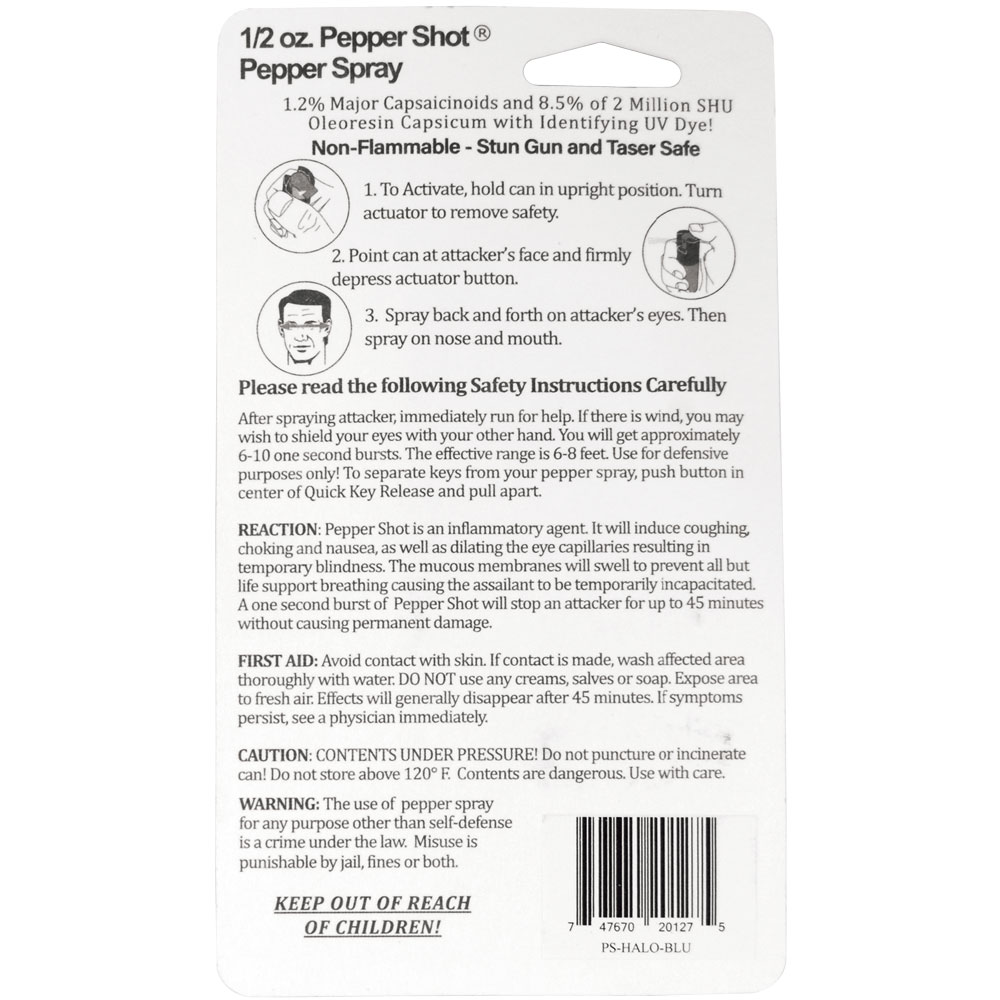 Pepper Shot 1.2% MC 1/2 oz Halo Holster Blue view 2